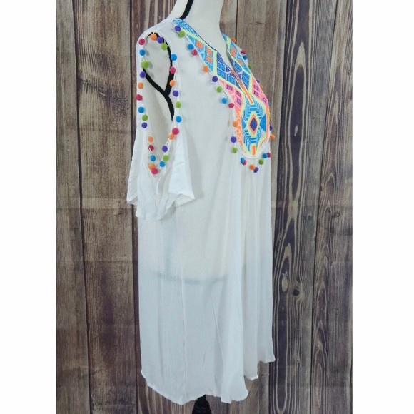 Velzera Embroidered Pom Pom Cruise Dress Cover Up - Picture 4 of 8